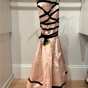 Betsey Johnson Elegant Pink and Black Strapless Gown
